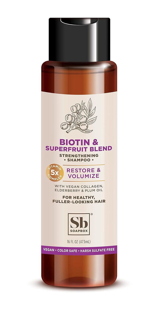 SoapBox Soap Shampoo, Volumizing Shampoo with Biotin and Superfruit Blend, 16oz