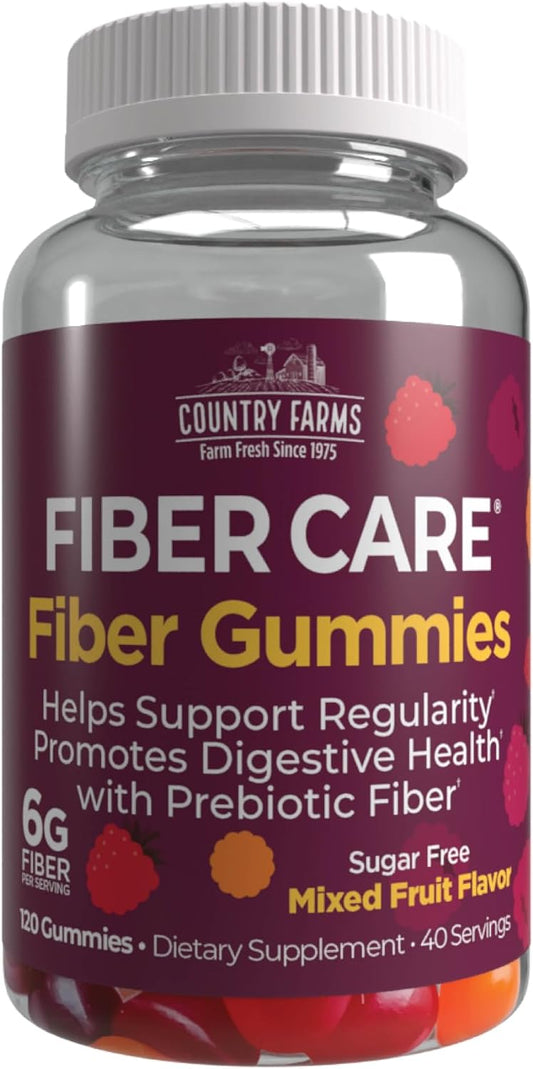 Country Farms Fiber Care Prebiotic Gummies, 6g of Fiber Per Serving 120 gummies