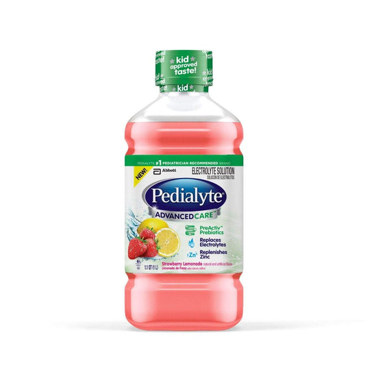 Pedialyte AdvancedCare Electrolyte Solution, Quickly Replaces Fluids, Strawberry Lemonade 1 Liter