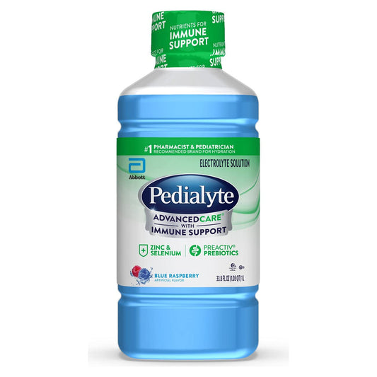 Pedialyte Advancedcare Blue Raspberry Electrolyte Solution, 33.8 Fl Oz
