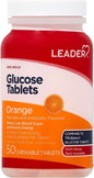 Leader Glucose Chewable Low Blood Sugar Orange Flavor - 50 Tablets