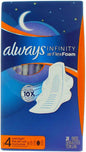 Always Infinity Flexfoam Pads For Women, Size 4, Overnight Absorbency,26 Count