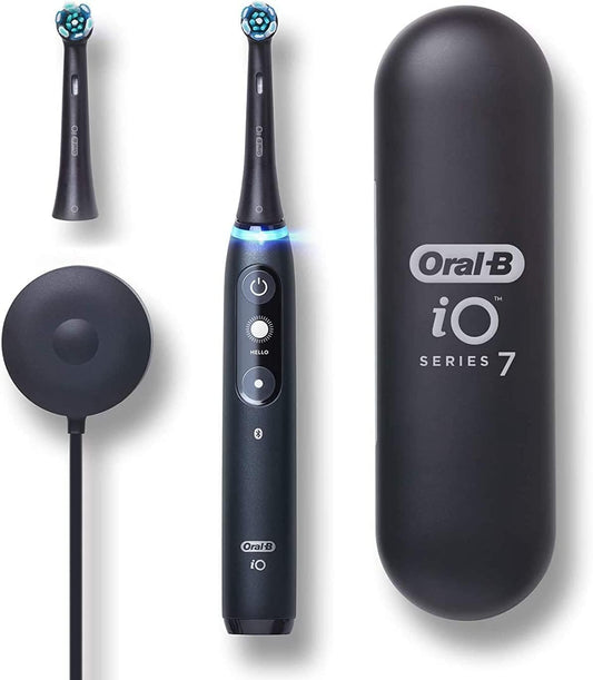 Oral-B iO Series 7 Electric Toothbrush with 1 Replacement Brush Head, Black Onyx, 3 Count