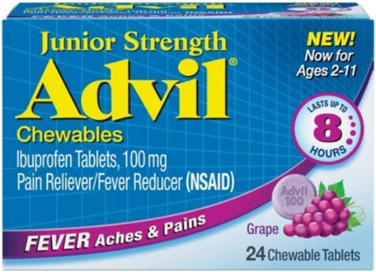 Advil Chewable Tablets Junior Strength Grape - 24 Ct