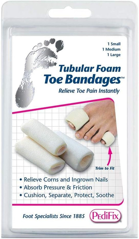 Tubular Foam Toe Bandages, 3/Pk, 1 Sm, 1 Med, 1 Large