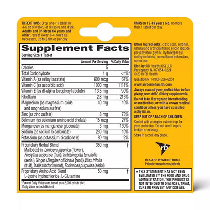 Airborne Immune Support Supplement Effervescent Zesty Orange Tablets - 10 Ea