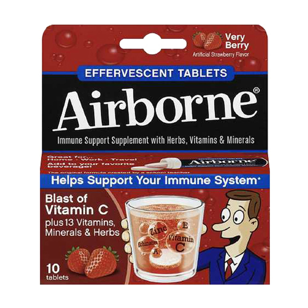 Airborne Immune Support Supplement Effervescent Very Berry Tablets - 10 Ea