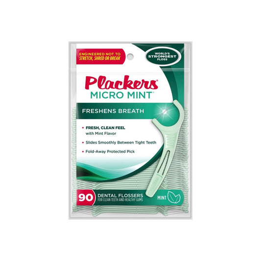 Plackers Micro Mint Freshens Breath, Dental Flossers Mint 90 Each