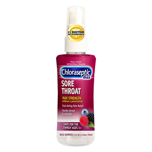 Chloraseptic Max Strength Sore Throat Spray, Wild Berries Flavor, 4.0 Fl Oz