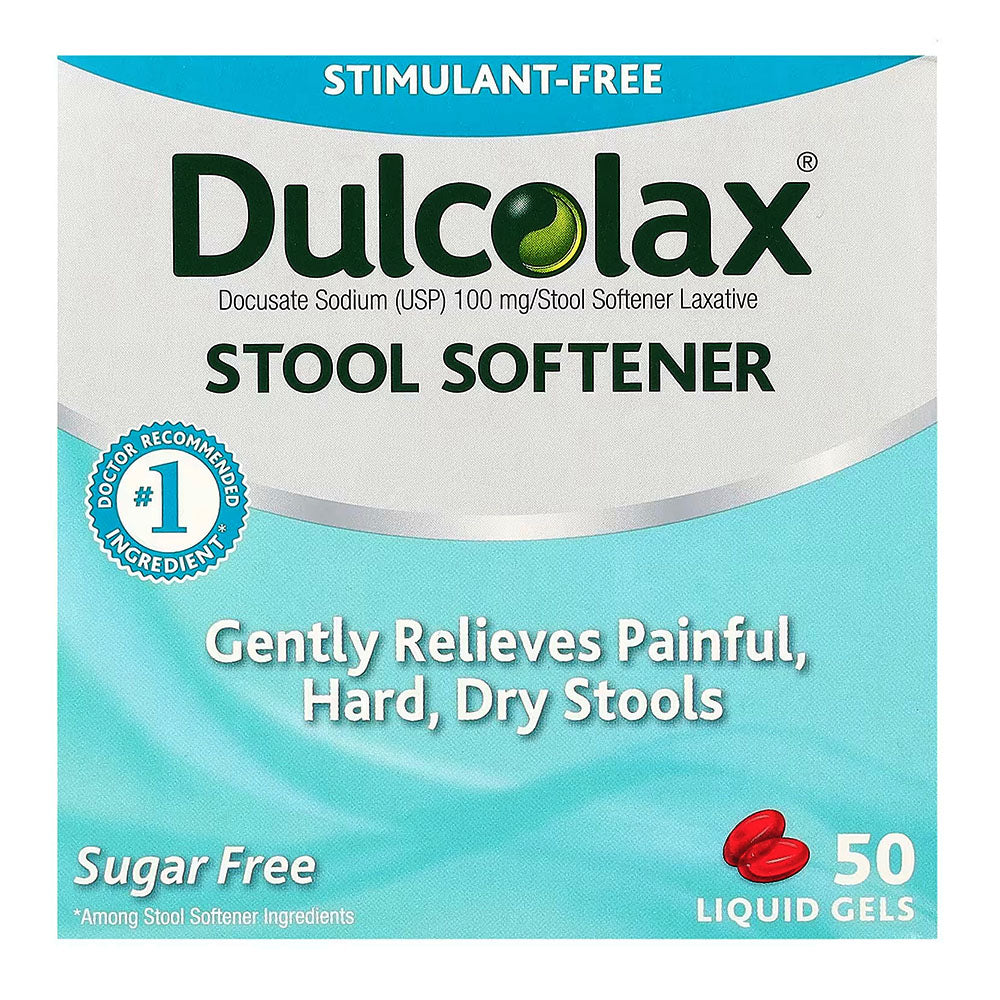Dulcolax Stool Softener Laxative Liquid Gel Capsules (50Ct) Gentle Relief, Docusate Sodium 100Mg