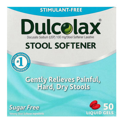 Dulcolax Stool Softener Laxative Liquid Gel Capsules (50Ct) Gentle Relief, Docusate Sodium 100Mg
