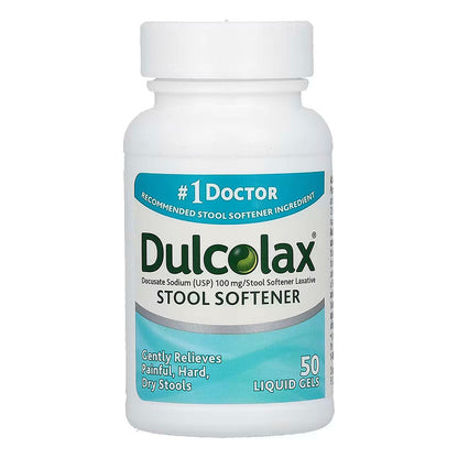 Dulcolax Stool Softener Laxative Liquid Gel Capsules (50Ct) Gentle Relief, Docusate Sodium 100Mg