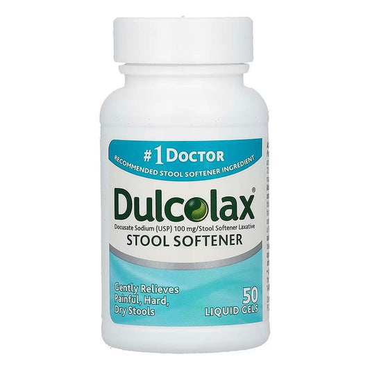 Dulcolax Stool Softener Laxative Liquid Gel Capsules (50Ct) Gentle Relief, Docusate Sodium 100Mg