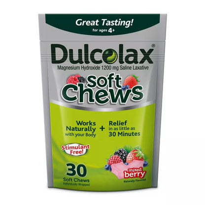 Dulcolax Soft Chews Saline Laxative Mixed Berry, 1200Mg, Dulcolax, 30 Count
