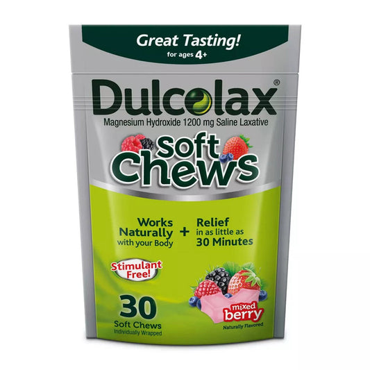 Dulcolax Soft Chews Saline Laxative Mixed Berry, 1200Mg, Dulcolax, 30 Count