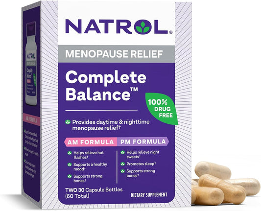 Natrol Complete Balance A.M./P.M. Capsules For Menopause Relief, 30 Ct