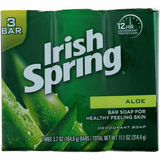 Irish Spring Deodorant Bath Bar Aloe - 3.70 Oz, 3 Count