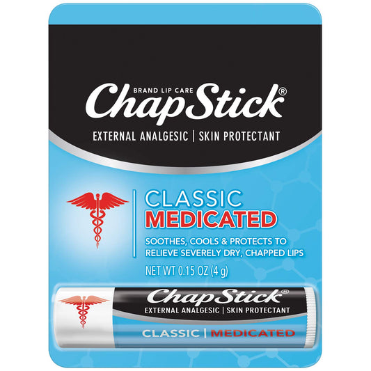 ChapStick Classic Medicated Lip Balm Tube, Chapped Lips Treatment and Skin Protectant - 0.15 Oz