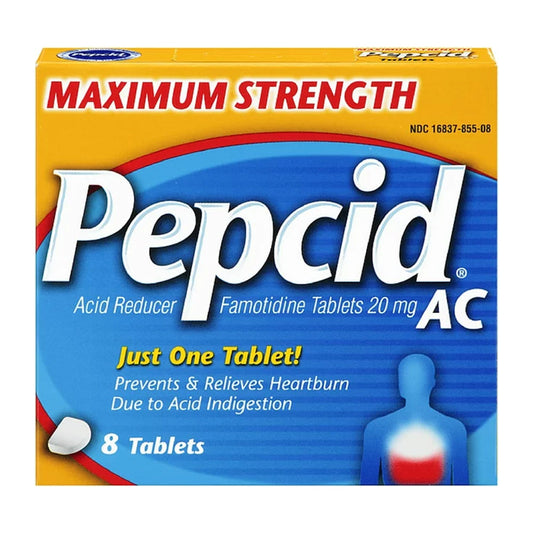 Pepcid Ac Maximum Strength Acid Reducer, Famotidine Tablets - 8 Ea