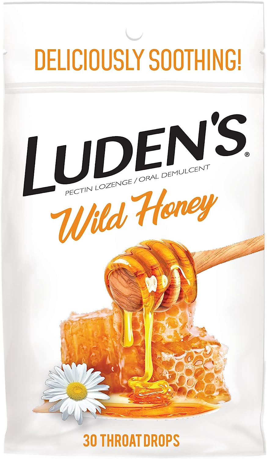 Ludens Deliciously Soothing Throat Drops, Wild Honey Flavor - 30 Count