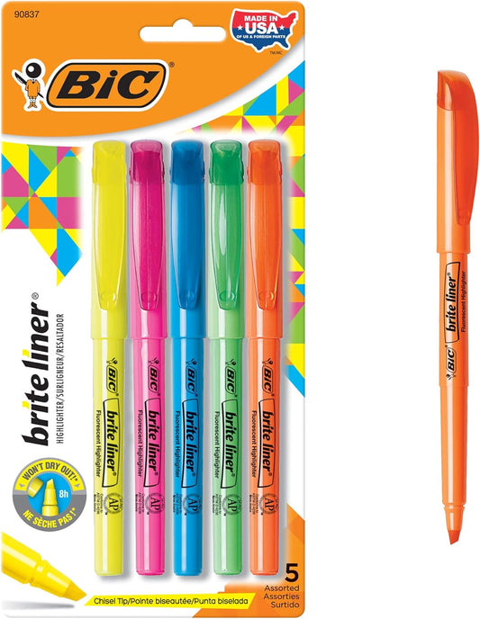 Bic Brite Liner Highlighter, Chisel Tip, 30 Count