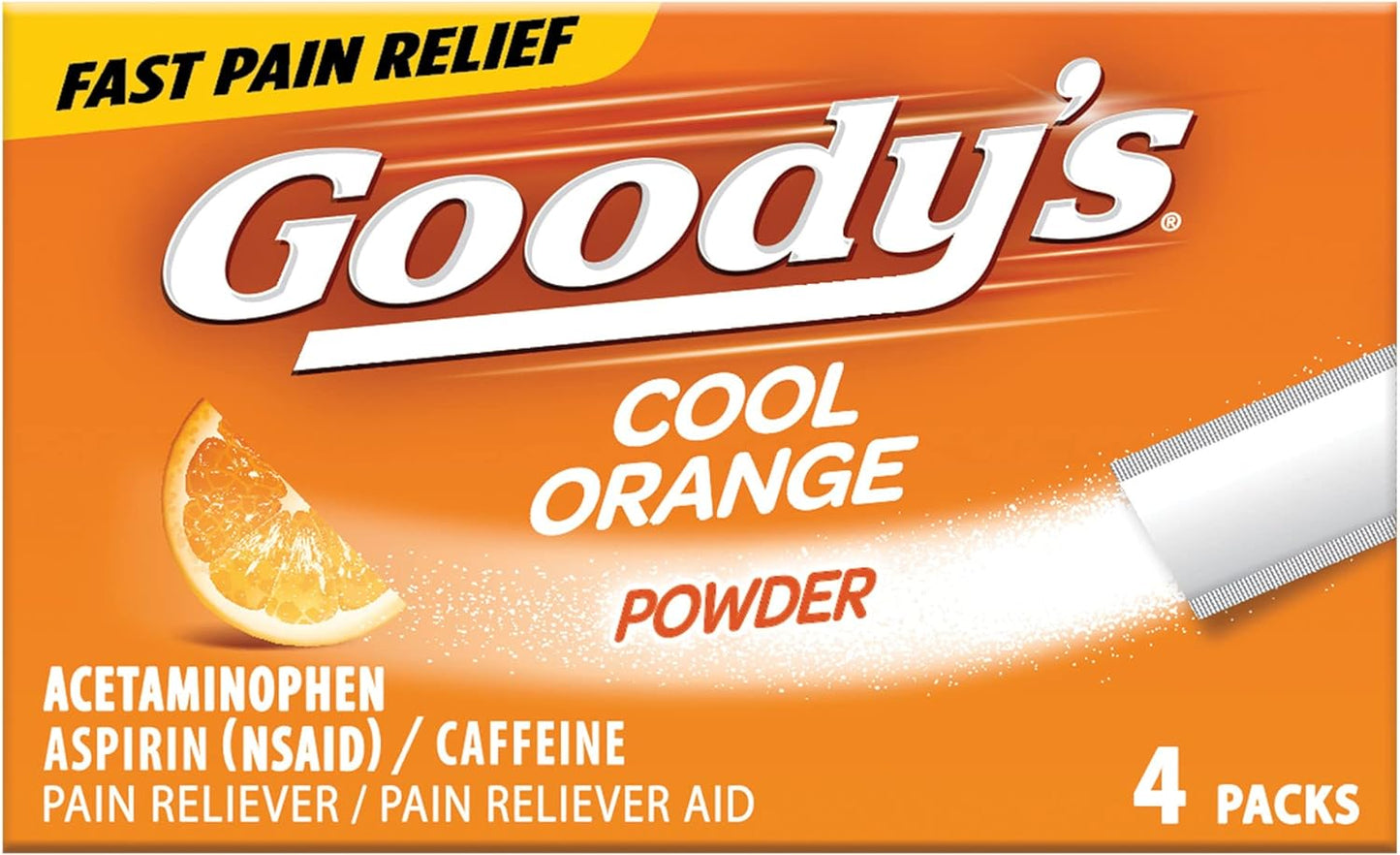 Goody'S Extra Strength Headache Powders, Cool Orange, 4 Count