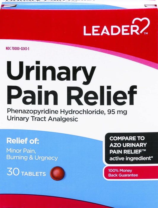 Leader Urinary Pain Relief, Phenazopyridine Hydrochloride 95 mg - 30 Ct