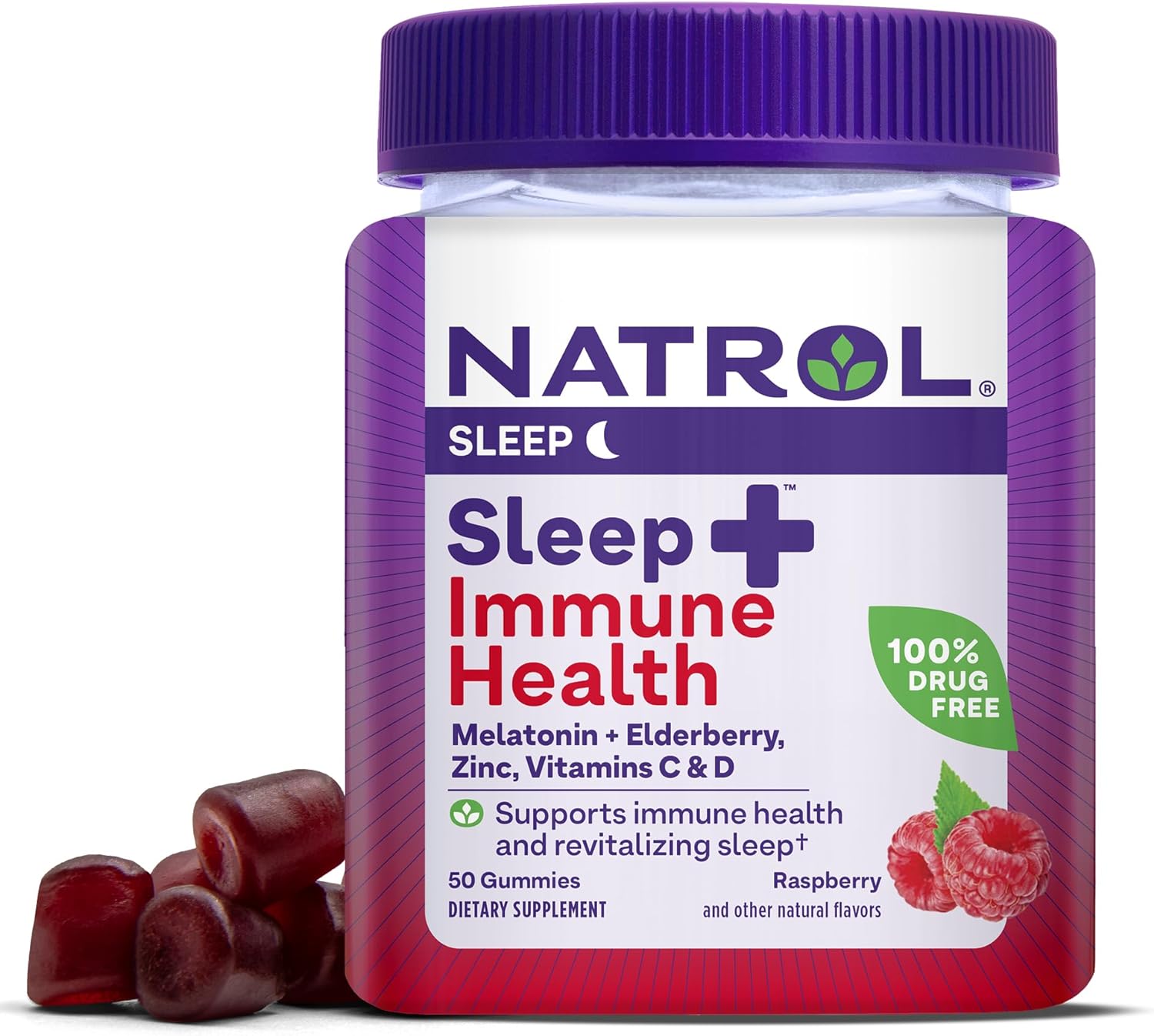 Natrol Sleep+ Immune Health CareGummies Vitamins C, D And Zinc, Drug Free - 50 Ct