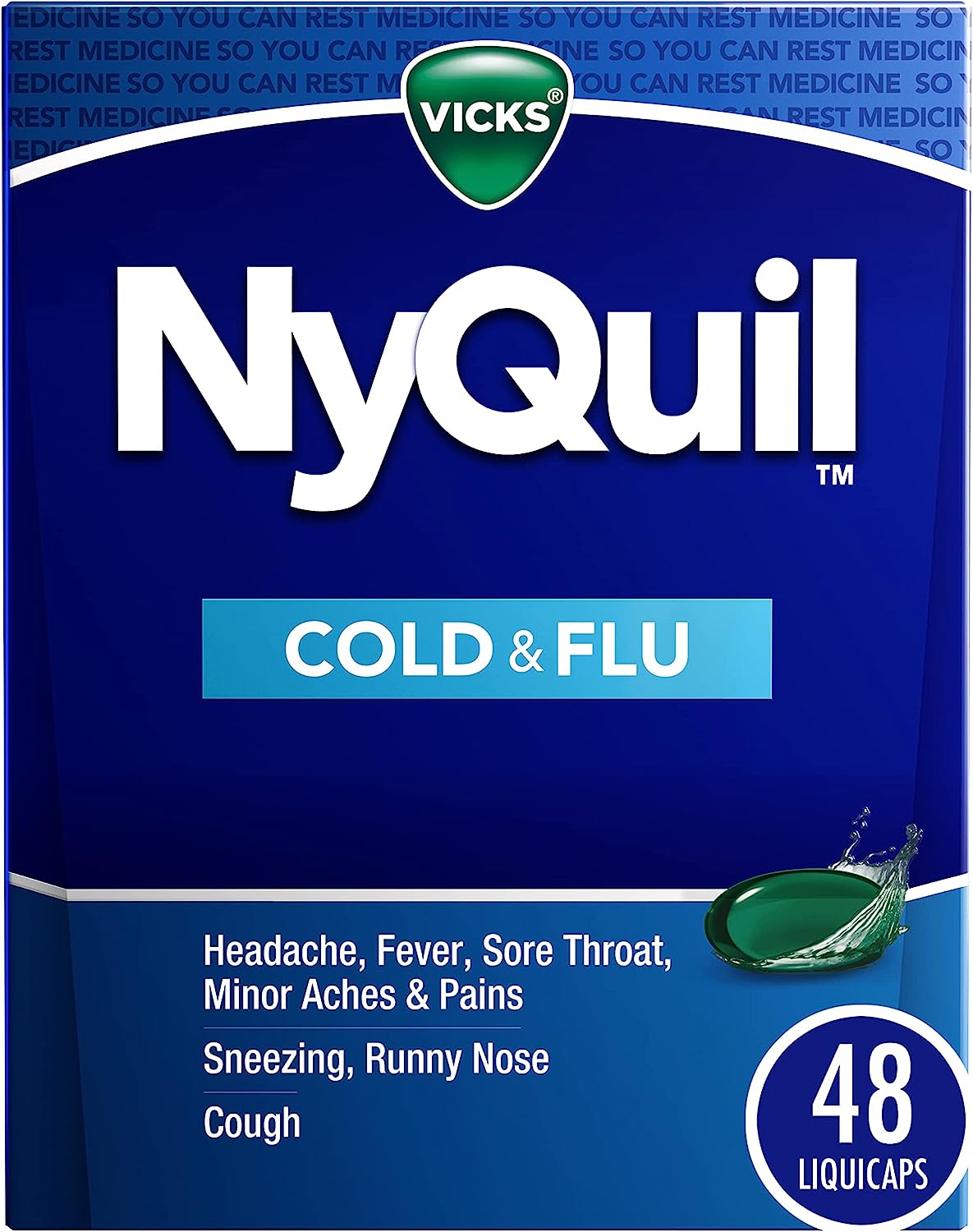 Vicks Nyquil Cold And Flu Relief Liquid Medicine, 48 Liquicaps