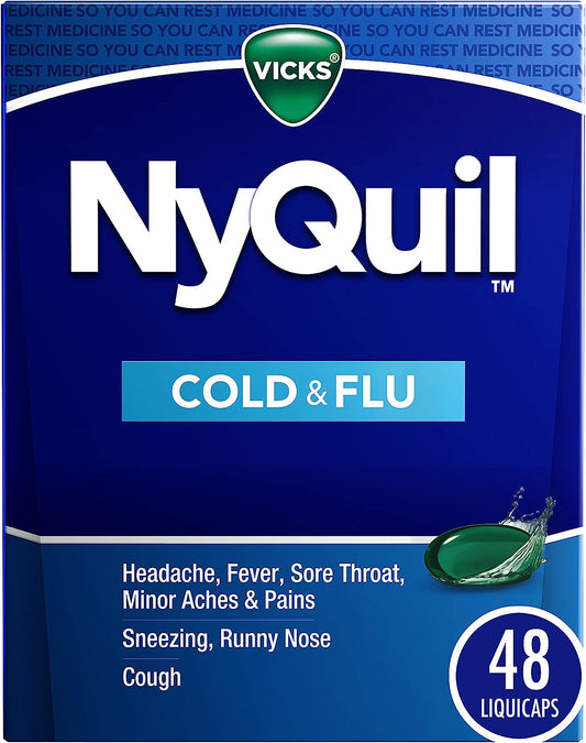 Vicks Nyquil Cold And Flu Relief Liquid Medicine, 48 Liquicaps