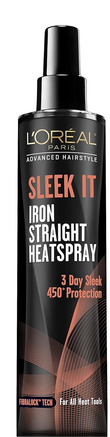 L'Oreal Paris Advanced Hairstyle Sleek It Iron Straight Heat Spray, 5.7 Ounce