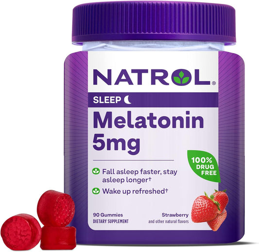 Natrol 5Mg Melatonin Gummies, Sleep Support For Adults, Melatonin Supplements For Sleeping, 90
