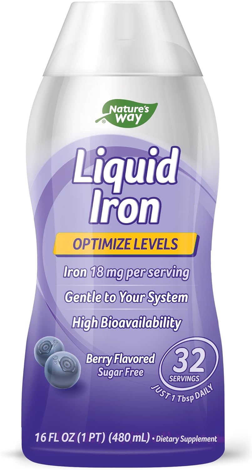 Nature'S Way Liquid Iron, Provides Daily Value Of Iron, Sugar Free, Berry Flavored, 16 Fl. Oz.