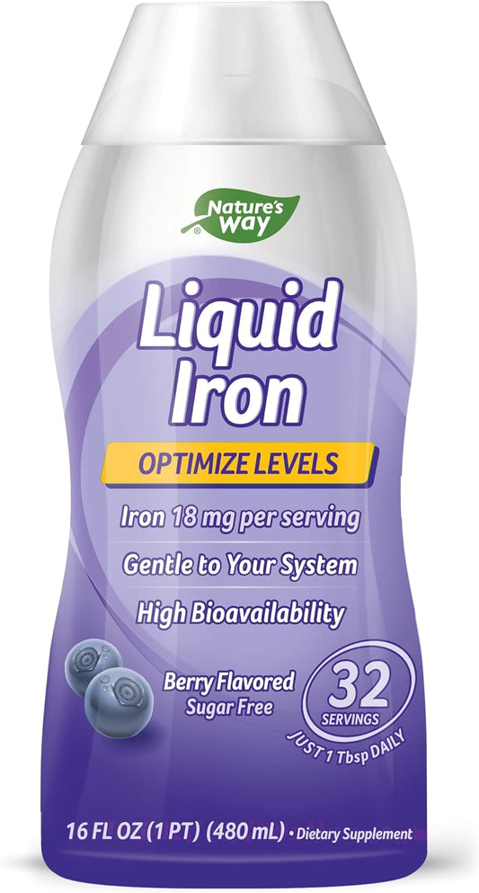 Nature'S Way Liquid Iron, Provides Daily Value Of Iron, Sugar Free, Berry Flavored, 16 Fl. Oz.