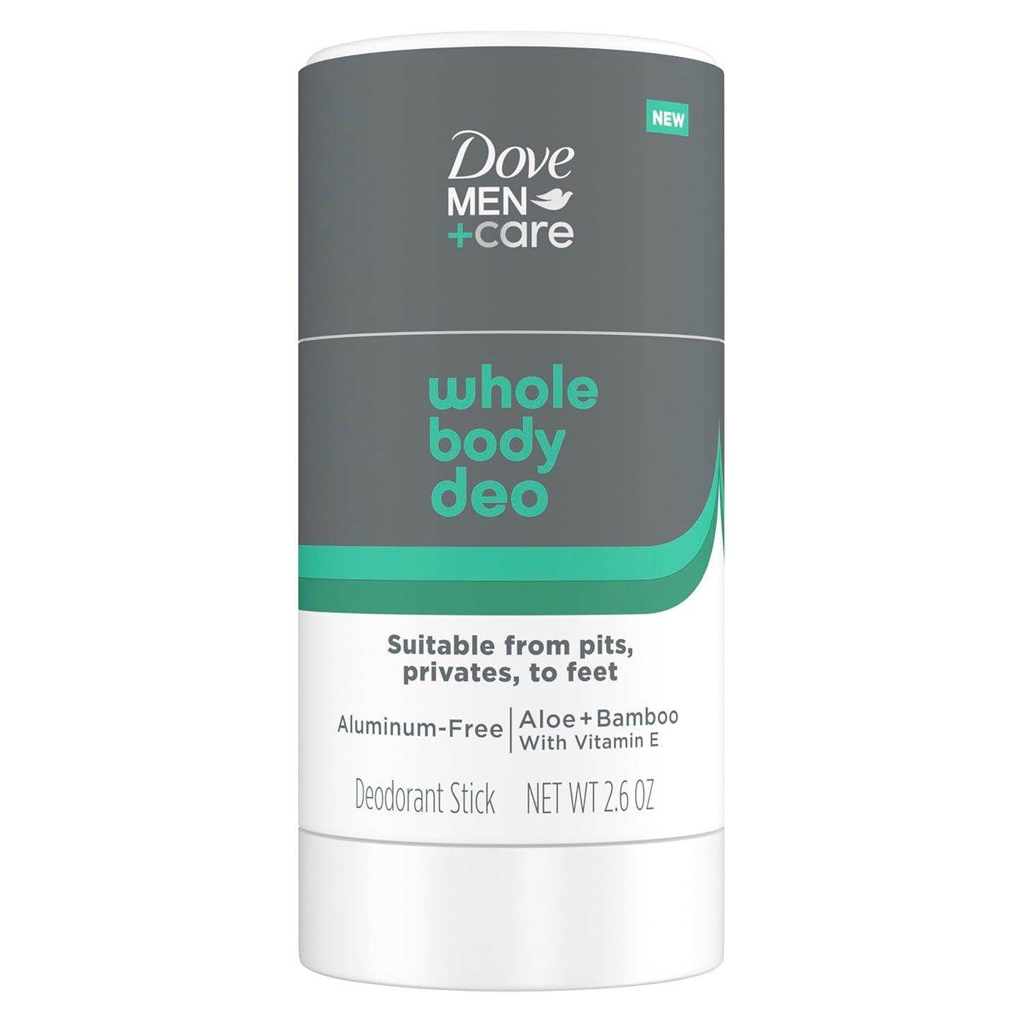 Dove Men+Care Whole Body Deo Suitable from Pits, Privates, to Feet Aluminum-Free Deodorant Stick Aloe + Bamboo 2.6 oz