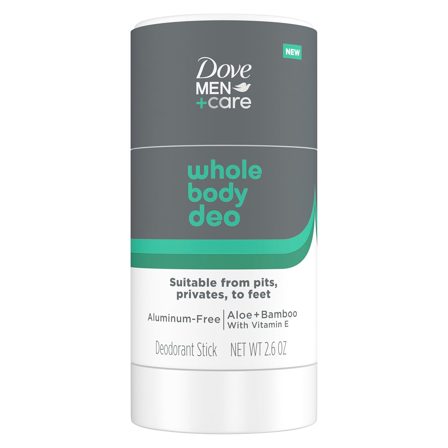 Dove Men+Care Whole Body Deo Suitable from Pits, Privates, to Feet Aluminum-Free Deodorant Stick Aloe + Bamboo 2.6 oz