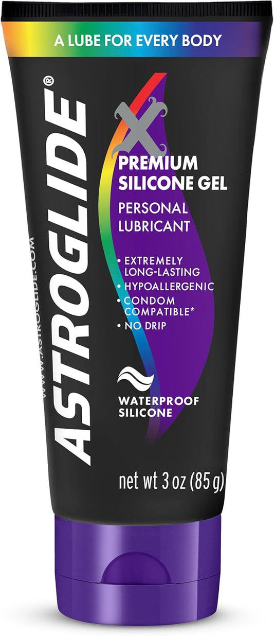 Astroglide X Gel, Premium Silicone Gel Personal Lubricant, Waterproof Lube, 3 oz