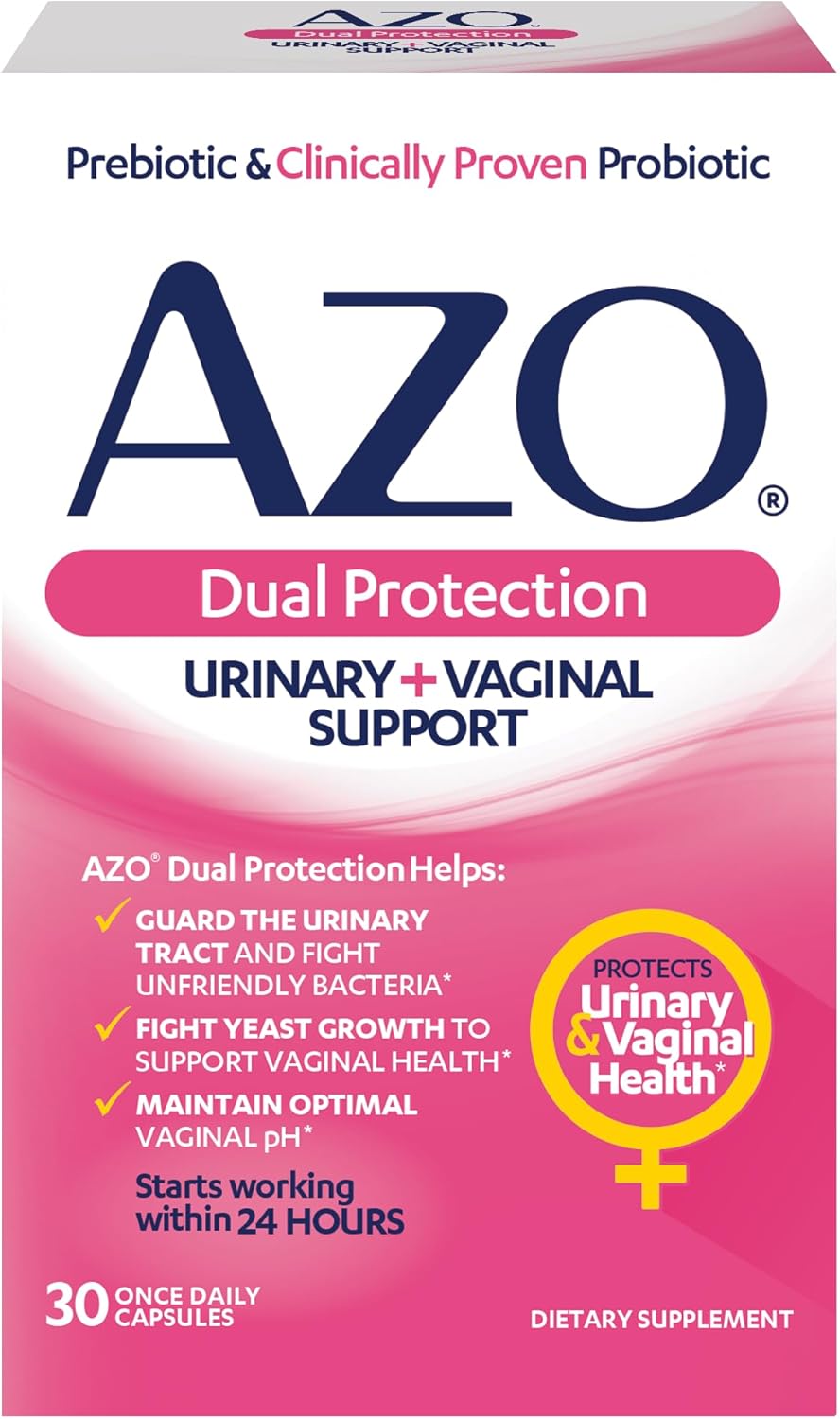 AZO Dual Protection, Urinary + Vaginal Support, Prebiotics and Probiotics for Women 30 count