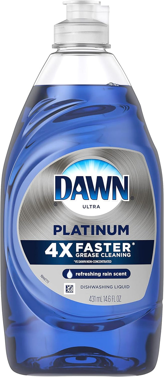 Dawny Platinum Dishwashing Liquid Dish Soap, Refreshing Rain Scent, 14.6 Fl Oz
