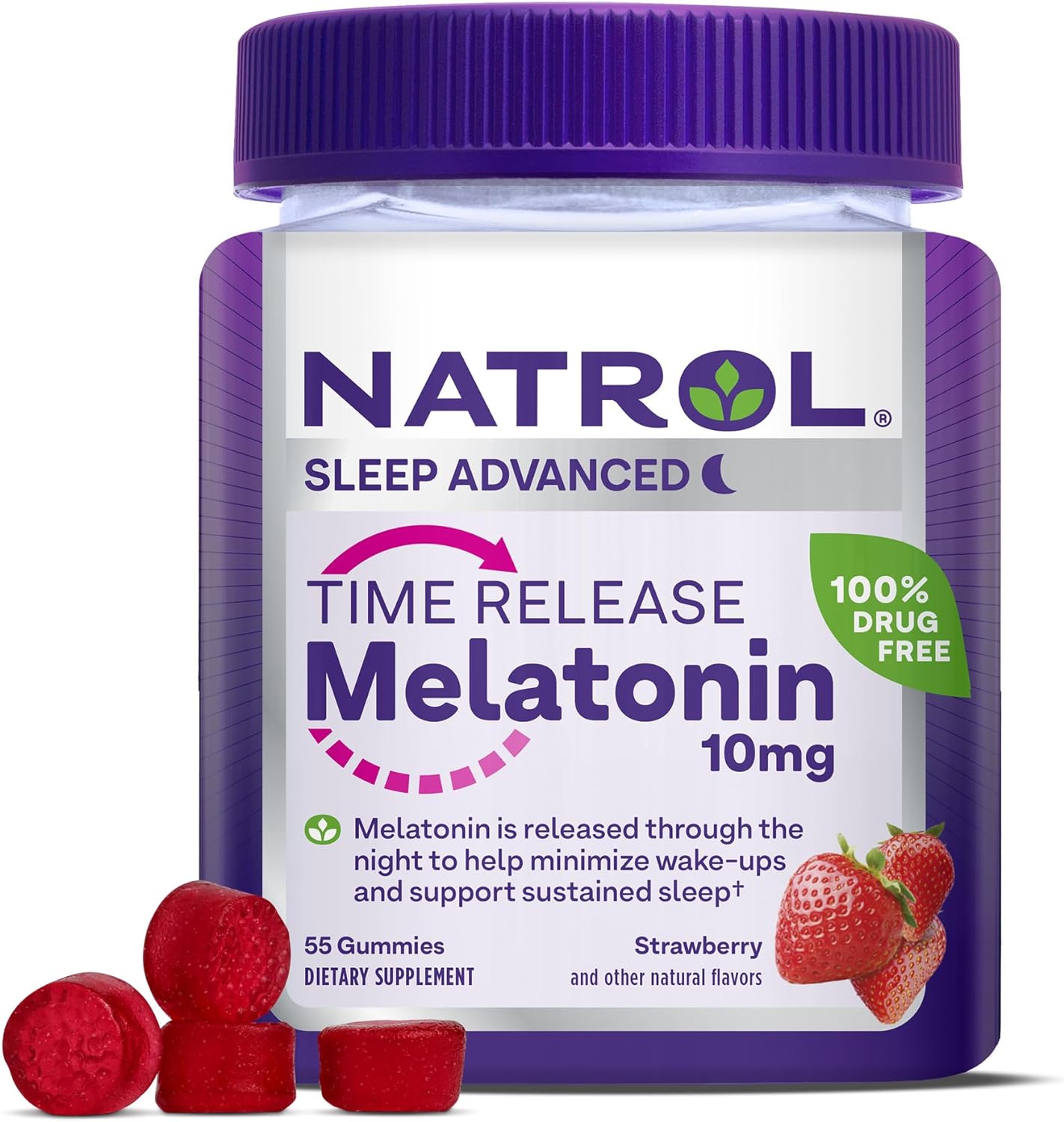 Natrol Time Release Melatonin 10 Mg, Sleep Gummies For Adults - 55 Count