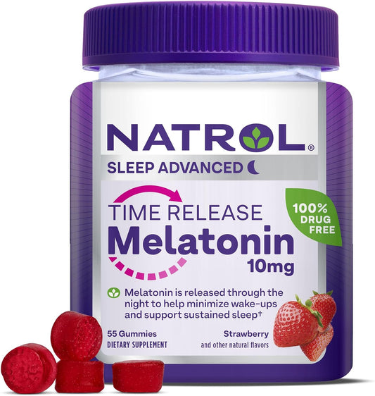 Natrol Time Release Melatonin 10 Mg, Sleep Gummies For Adults - 55 Count