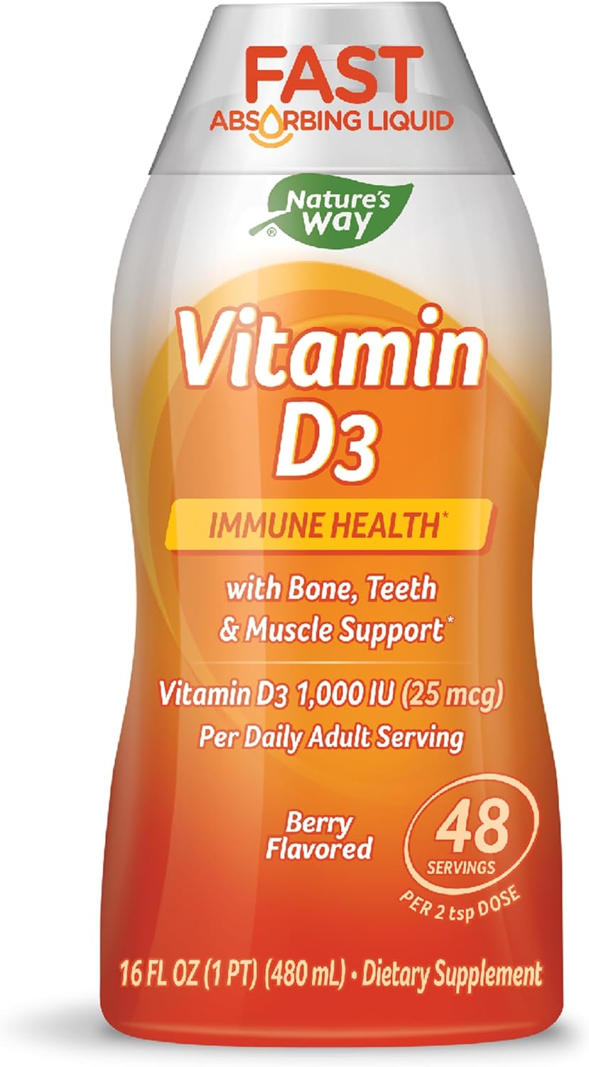Nature'S Way Vitamin D3 Liquid, Immune Health, Bone, Teeth & Muscle Support, 16 Fl. Oz.
