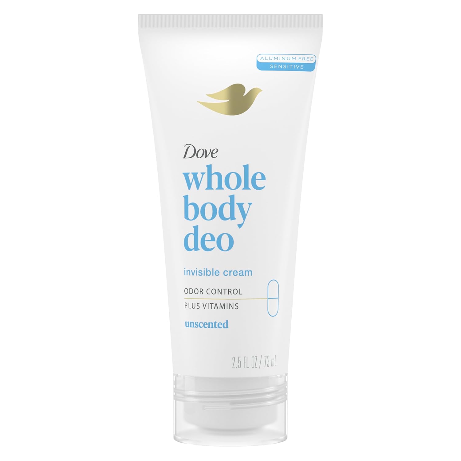 Dove Whole Body Deo Invisible Cream Deodorant Odor Control, 2.5 oz