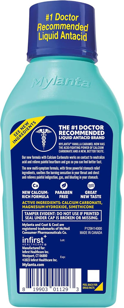 Mylanta Heartburn and Gas Relief, Liquid Antacid, Vanilla Caramel Flavor, 12 Fluid Ounce