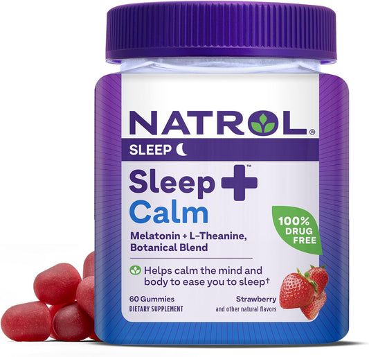 Natrol Sleep+ Calm Gummies, Drug Free Sleep Aid Supplement, 60 Gummies