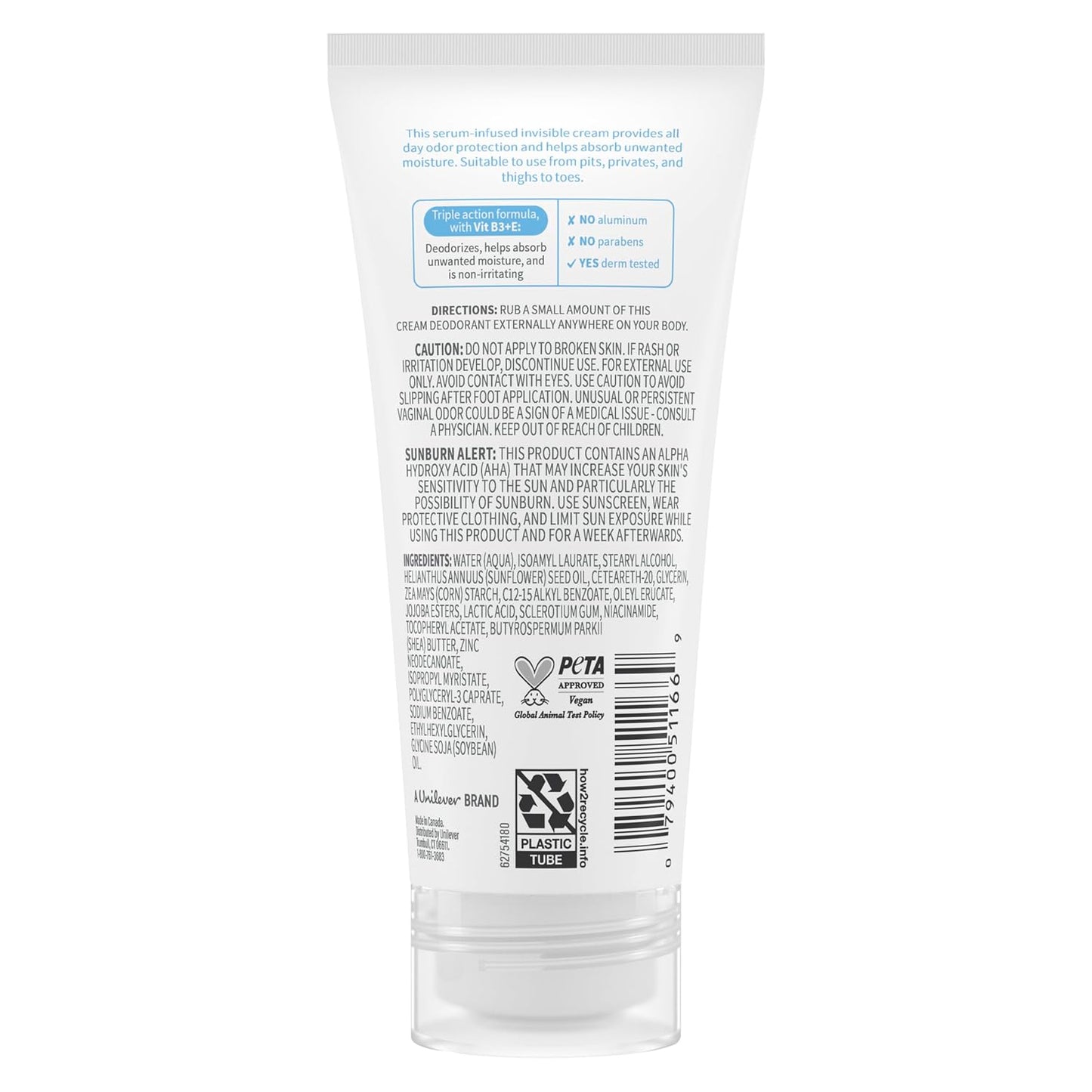 Dove Whole Body Deo Invisible Cream Deodorant Odor Control, 2.5 oz
