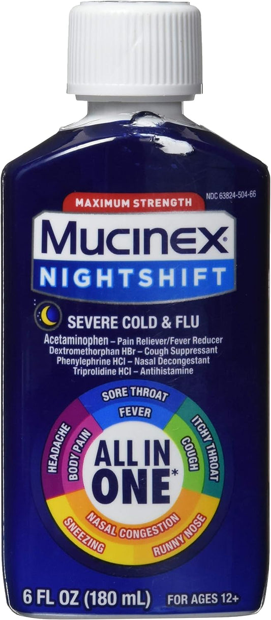 Mucinex Nightshift Severe Cold & Flu, 6 Fl Oz
