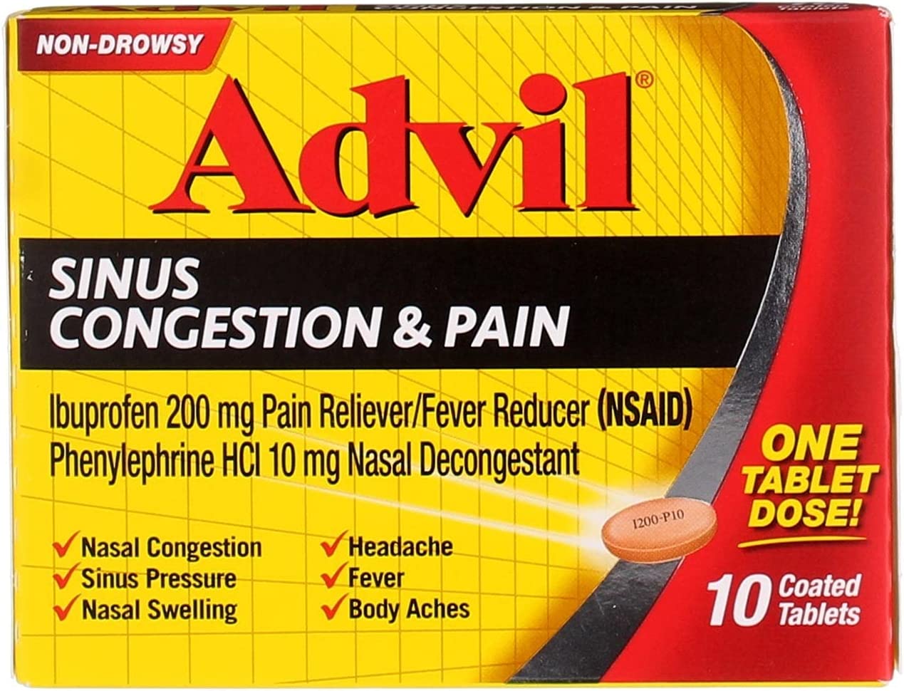 Advil Sinus Congestion & Pain Coated Tablets - 10 Ea