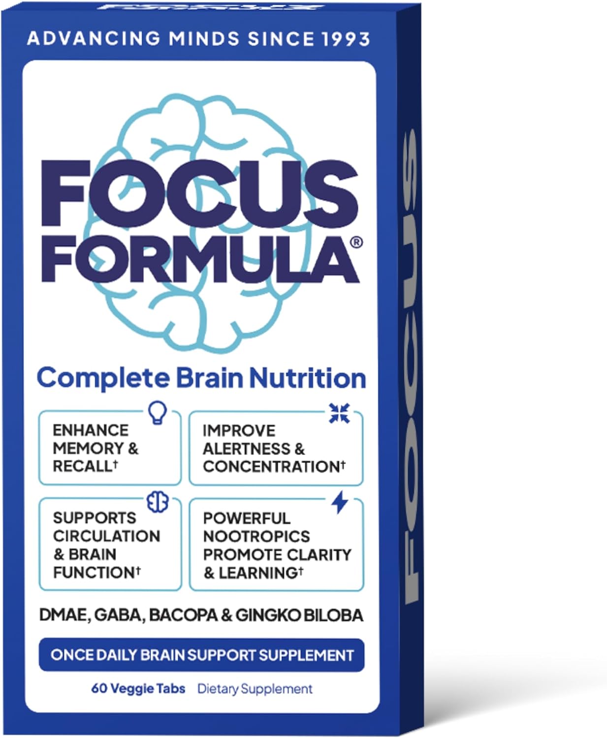 Nootropic Brain Supplement - Focus & Energy Booster - 60 Tablets