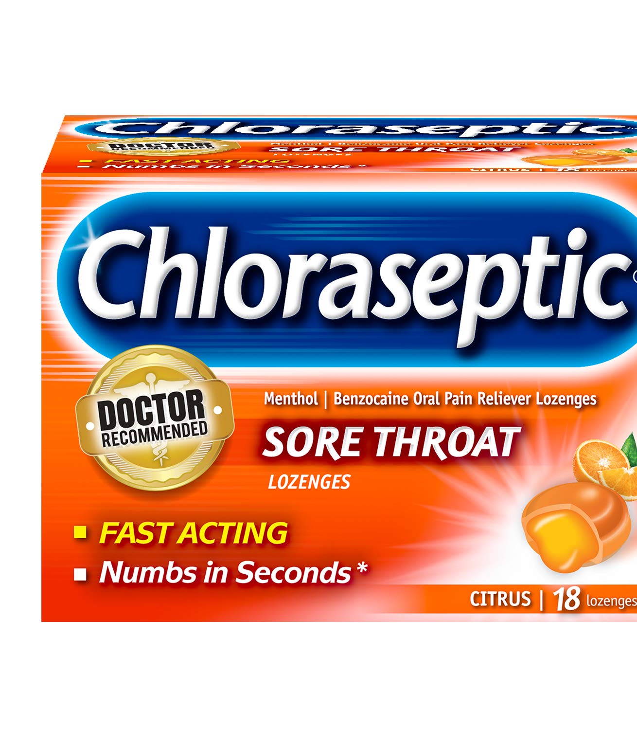 Chloraseptic Sore Throat Lozenges With Soothing Liquid Center Citrus 18 Count